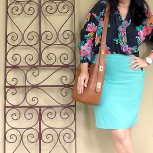 Worthington Turquoise Mint Pencil Skirt 14